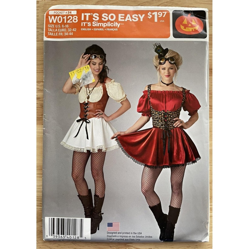 Simplicity W0128 Sexy Pirate Gypsy Costume Corset Wench Pattern‎ Misses' 6-16